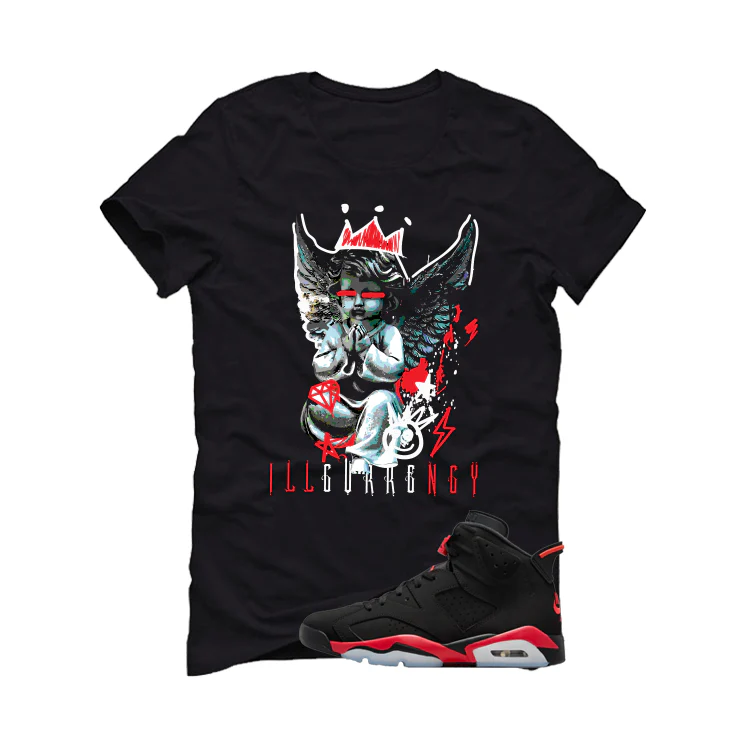 Air Jordan 6 Reverse Infrared Matching T-Shirt, Sweatshirts & Hoodies Black T-Shirt (Graffiti Angel)| illcurrency - Image 2
