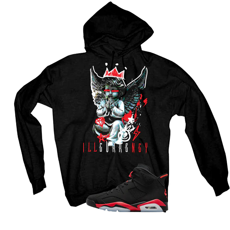 Air Jordan 6 Reverse Infrared Matching T-Shirt, Sweatshirts & Hoodies Black T-Shirt (Graffiti Angel)| illcurrency - Image 3