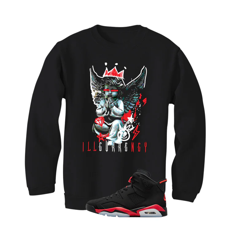 Air Jordan 6 Reverse Infrared Matching T-Shirt, Sweatshirts & Hoodies Black T-Shirt (Graffiti Angel)| illcurrency - Image 4
