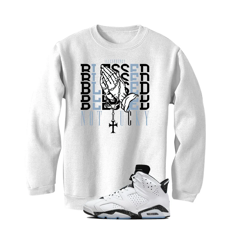 Air Jordan 6 Reverse Oreo White T-Shirt (Blessed not lucky)| illcurrency - Image 4