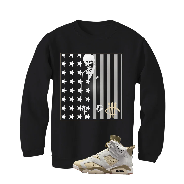 Air Jordan 6 Sail/Neutral Olive Matching T-Shirt, Sweatshirts & Hoodies Black T-Shirt (Pacino)| illcurrency - Image 4