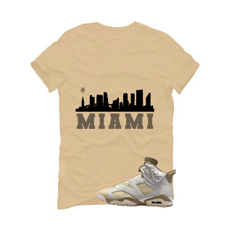 Air Jordan 6 Sail/Neutral Olive Matching T-Shirt, Sweatshirts & Hoodies Tan T-Shirt (Miami)| illcurrency - Image 2