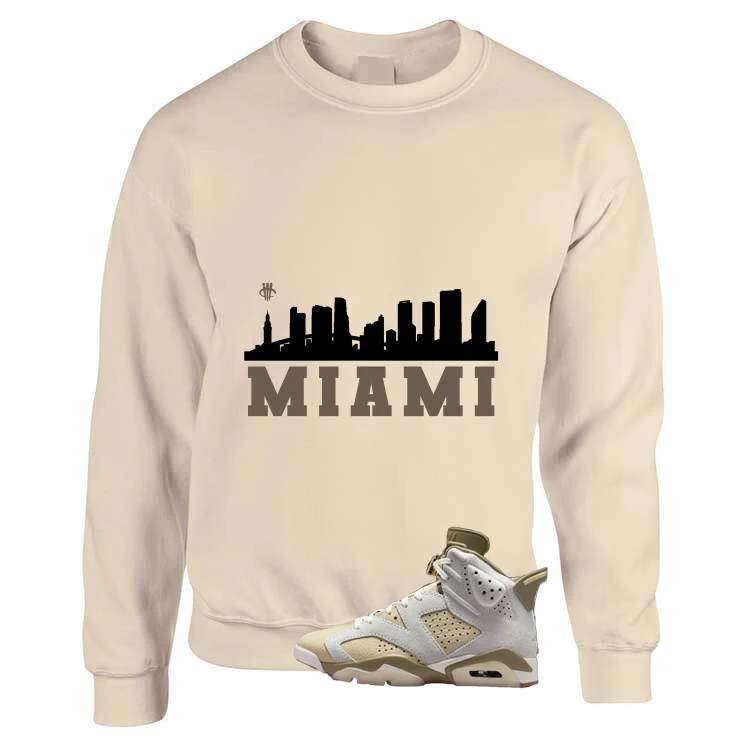 Air Jordan 6 Sail/Neutral Olive Matching T-Shirt, Sweatshirts & Hoodies Tan T-Shirt (Miami)| illcurrency - Image 3