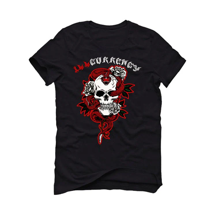 Air Jordan 6 “Toro Bravo” | illcurrency Black T-Shirt (Snake skeleton rose) - Image 2