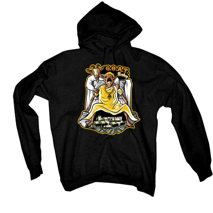 Air Jordan 6 Yellow Ochre | illcurrency Black T-Shirt (Goat baby) - Image 3
