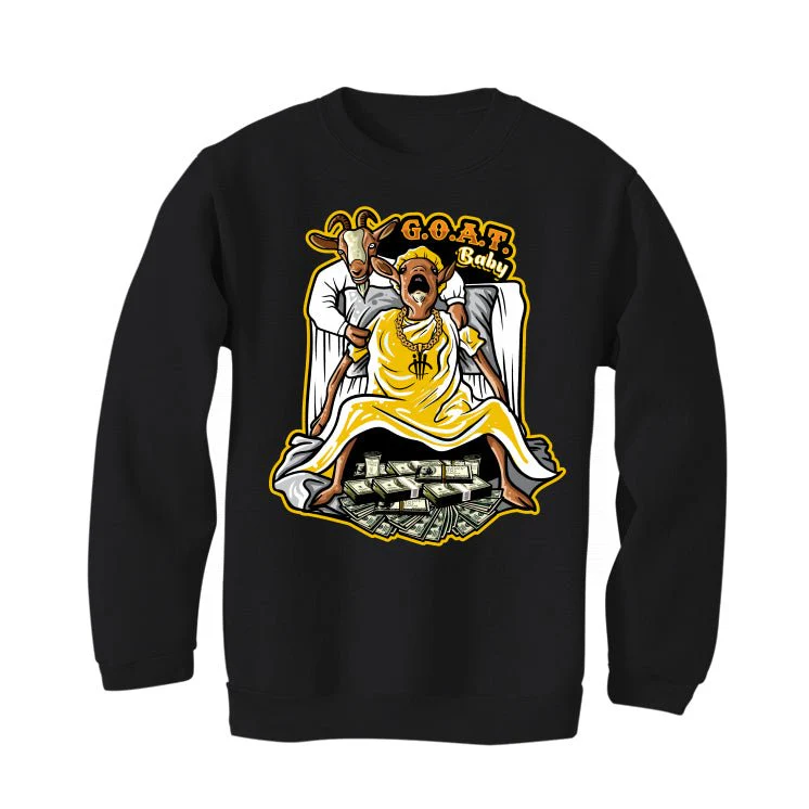 Air Jordan 6 Yellow Ochre | illcurrency Black T-Shirt (Goat baby) - Image 4