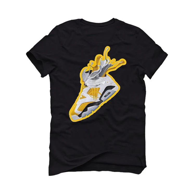 Air Jordan 6 Yellow Ochre | illcurrency Black T-Shirt (SPLASH 6) - Image 2