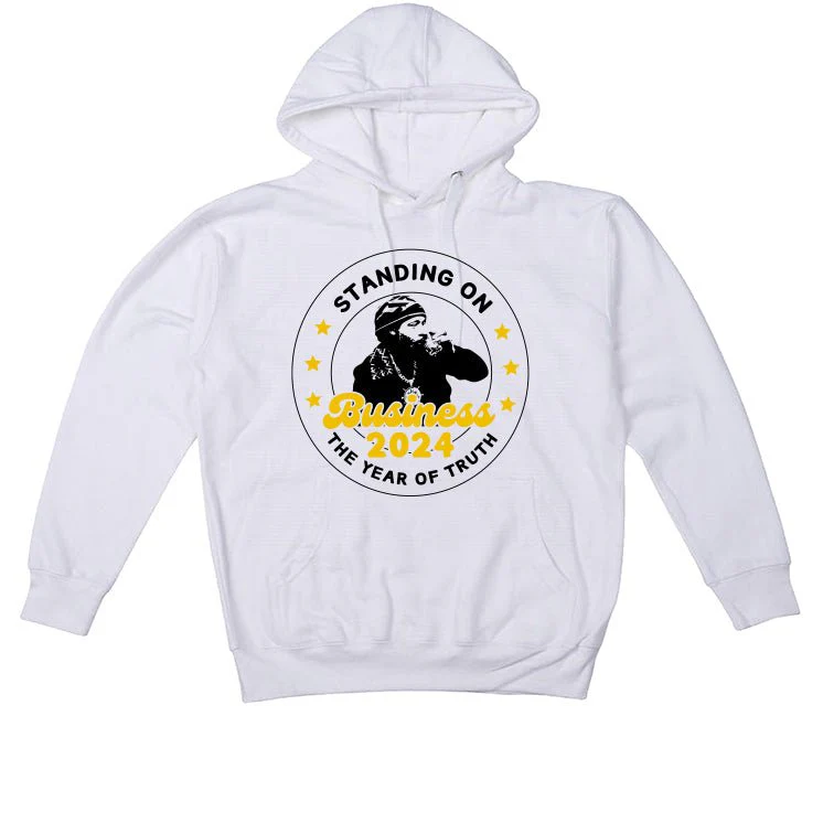 Air Jordan 6 Yellow Ochre | illcurrency White T-Shirt (Standing On Business) - Image 3
