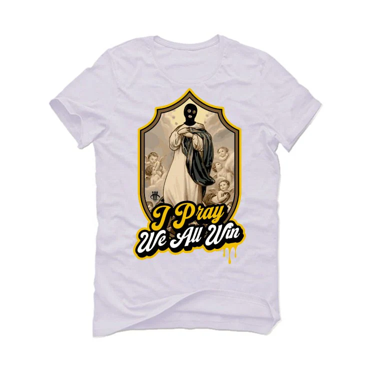 Air Jordan 6 Yellow Ochre | illcurrency White T-Shirt (we all win) - Image 2