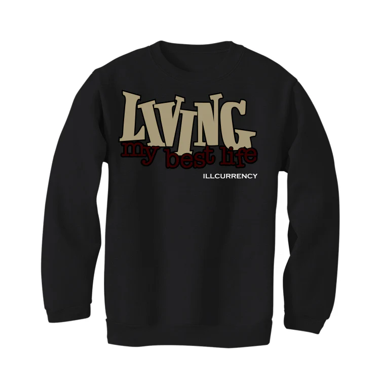 Air Jordan 7 “Black Olive” Black T-Shirt (LIVING MY BEST LIFE) - Image 4