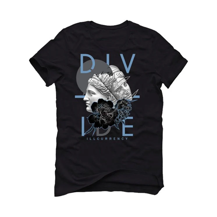 Air Jordan 7 “Chambray” | illcurrency Black T-Shirt (Divide) - Image 2
