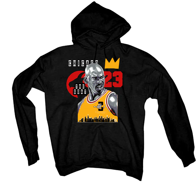 Air Jordan 7 “Citrus” 2022 Retro | illcurrency Black T-Shirt (The Goat) - Image 3