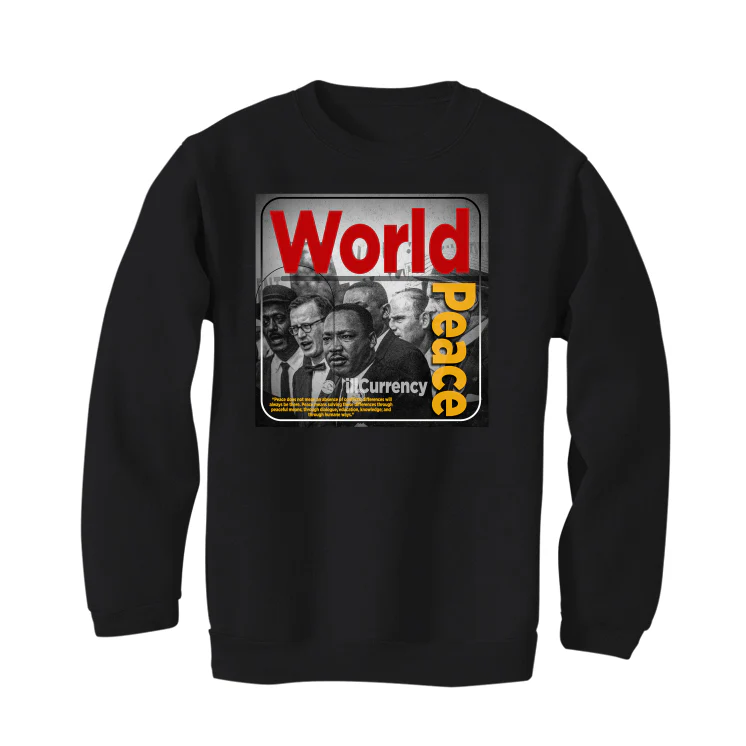 Air Jordan 7 “Citrus” 2022 Retro | illcurrency Black T-Shirt (WORLD PEACE) - Image 4