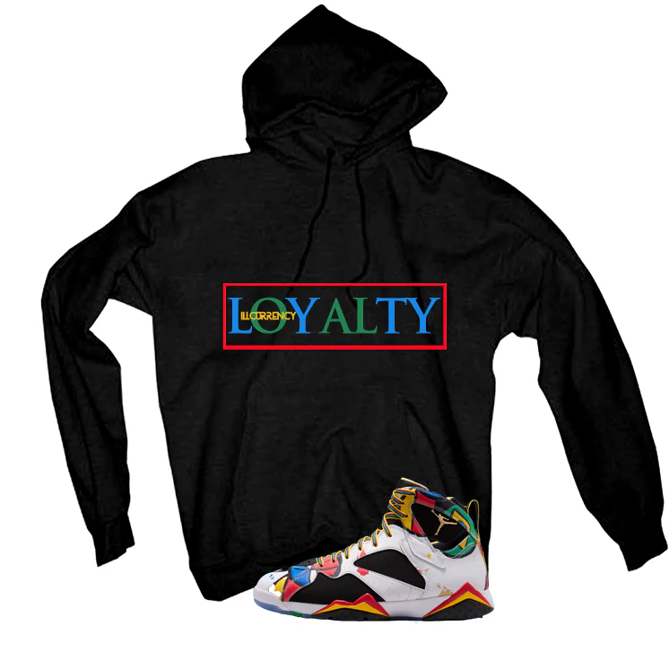 Air Jordan 7 Miro Matching T-Shirt Black T-Shirt (Loyalty)| illcurrency - Image 3