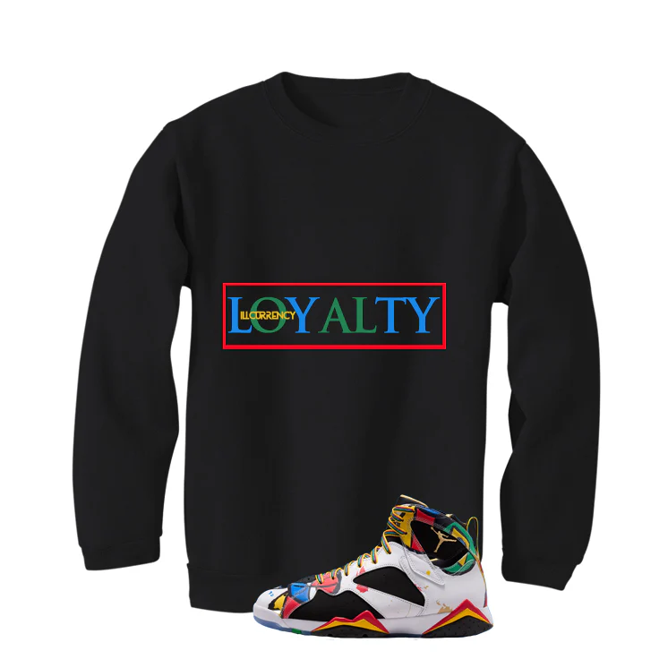 Air Jordan 7 Miro Matching T-Shirt Black T-Shirt (Loyalty)| illcurrency - Image 4