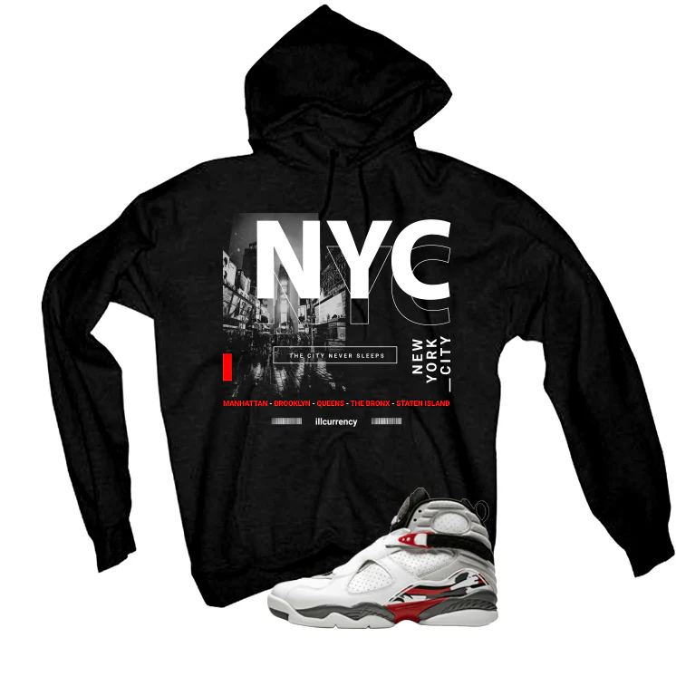 Air Jordan 8 Bugs Bunny Matching T-Shirt, Sweatshirts & Hoodies Black T-Shirt (City Never Sleeps)| illcurrency - Image 3