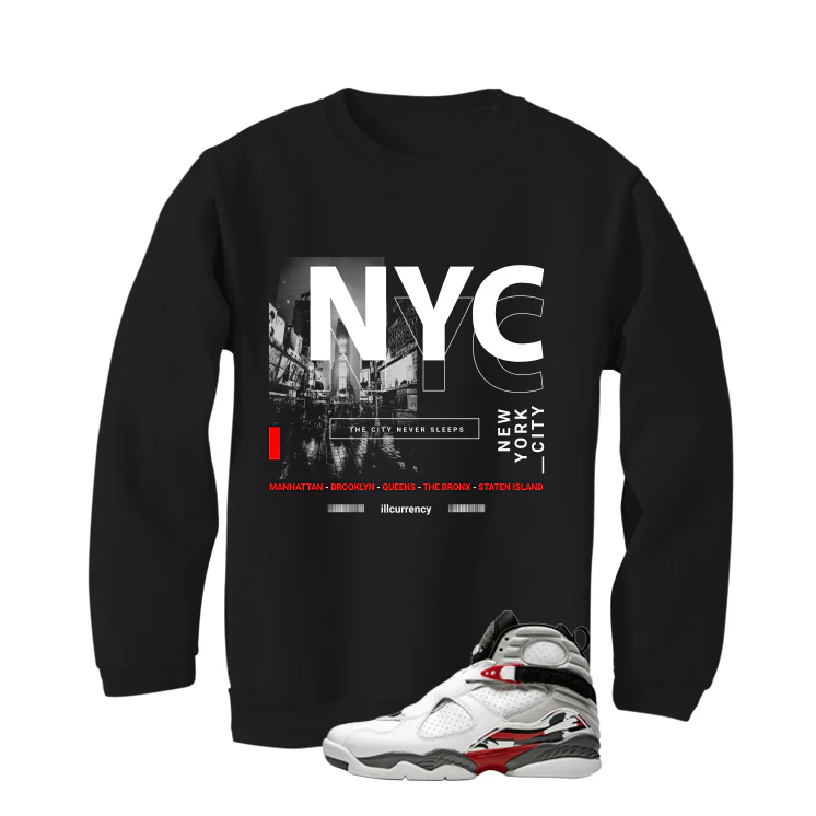 Air Jordan 8 Bugs Bunny Matching T-Shirt, Sweatshirts & Hoodies Black T-Shirt (City Never Sleeps)| illcurrency - Image 4