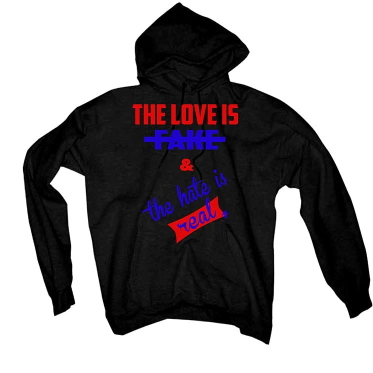 Air Jordan 8 “Playoffs” | illcurrency Black T-Shirt (Love is Fake) - Image 2