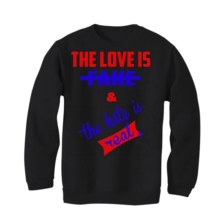 Air Jordan 8 “Playoffs” | illcurrency Black T-Shirt (Love is Fake) - Image 3