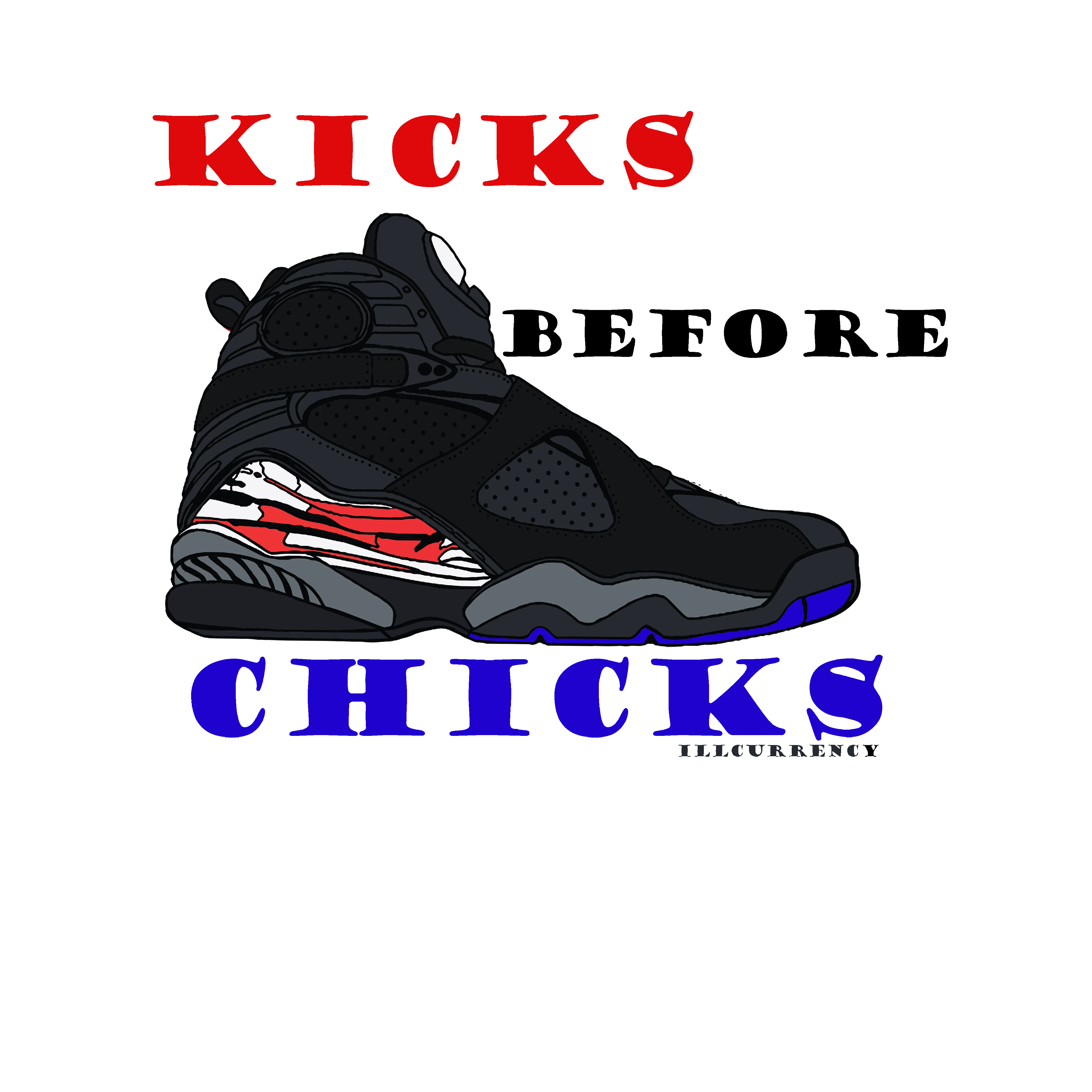 Air Jordan 8 “Playoffs” | illcurrency White T-Shirt (KICKS BEFORE CHICKS)