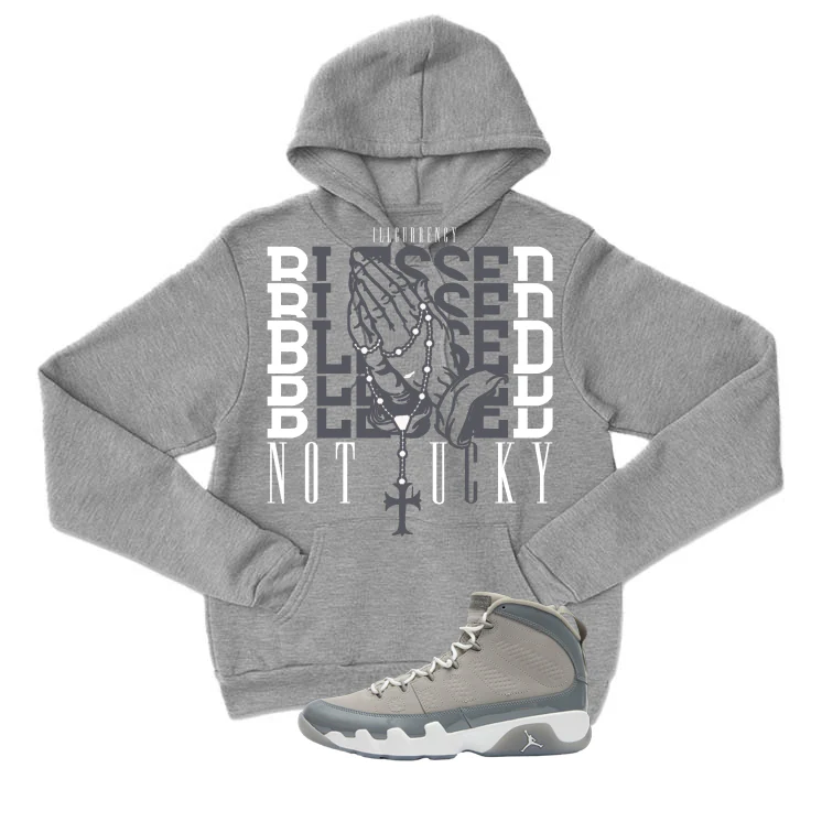 Air Jordan 9 Cool Grey Grey T-Shirt (Blessed not lucky)| illcurrency - Image 3