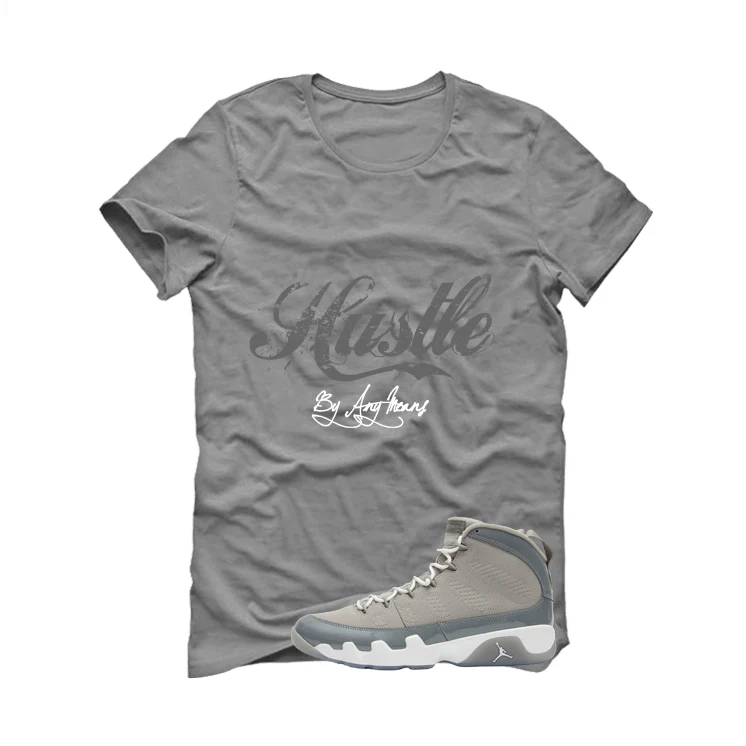 Air Jordan 9 Cool Grey Grey T-Shirt (Hustle By Any Means)| illcurrency - Image 2