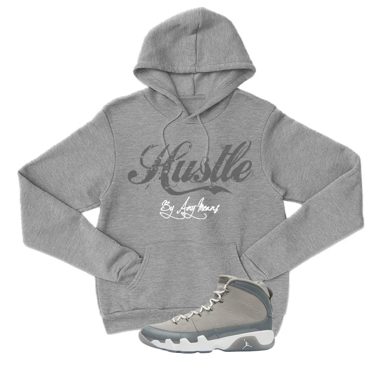 Air Jordan 9 Cool Grey Grey T-Shirt (Hustle By Any Means)| illcurrency - Image 3