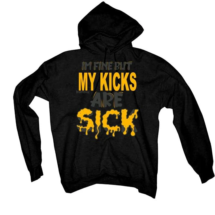 Air Jordan 9 Dark Charcoal University Gold Black T-Shirt (Im fine but my kicks are sick ) - Image 3