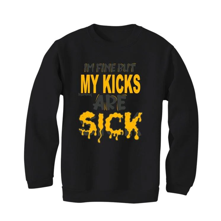 Air Jordan 9 Dark Charcoal University Gold Black T-Shirt (Im fine but my kicks are sick ) - Image 4