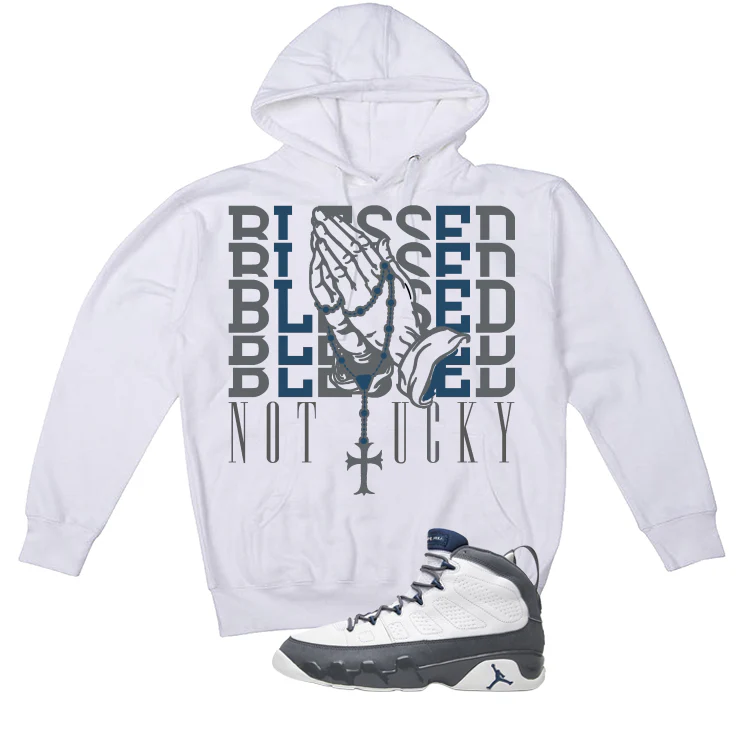 Air Jordan 9 Flint Grey Matching T-Shirt, Sweatshirts & Hoodies White T-Shirt (Blessed not lucky)| illcurrency - Image 3