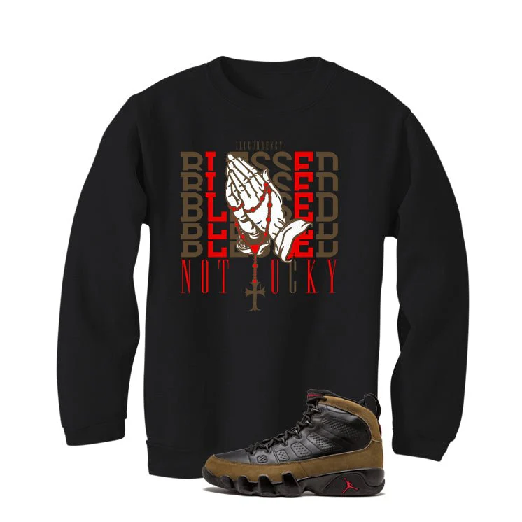 Air Jordan 9 Olive Black T-Shirt (Blessed not lucky)| illcurrency - Image 3