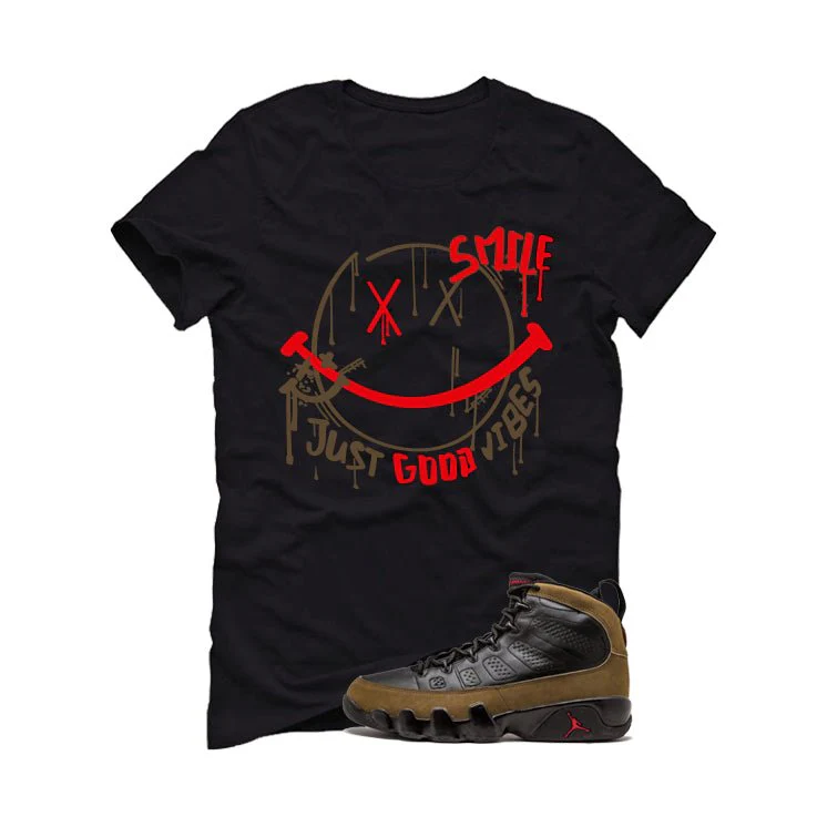 Air Jordan 9 Olive Black T-Shirt (Smile)| illcurrency - Image 2