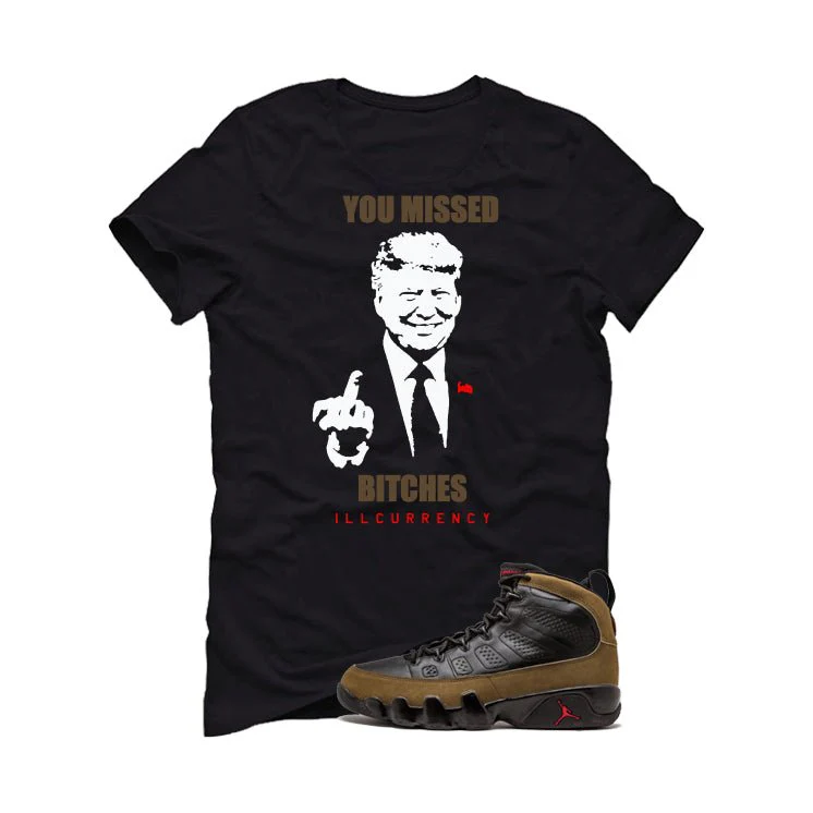 Air Jordan 9 Olive Black T-Shirt (Trump you missed)| illcurrency - Image 2