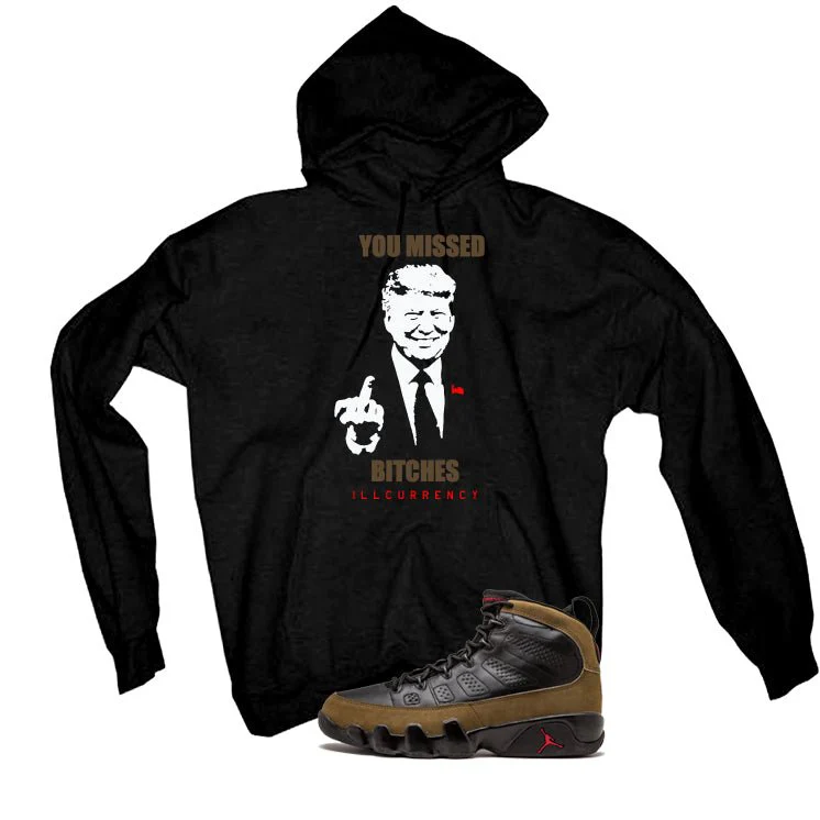 Air Jordan 9 Olive Black T-Shirt (Trump you missed)| illcurrency - Image 3