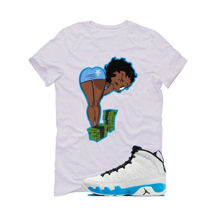 Air Jordan 9 “Powder Blue” | illcurrency White T-Shirt (BOO) - Image 2