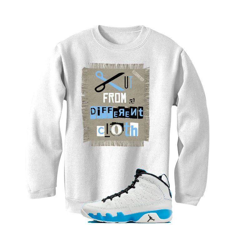 Air Jordan 9 “Powder Blue” | illcurrency White T-Shirt (Cut from a different cloth) - Image 4