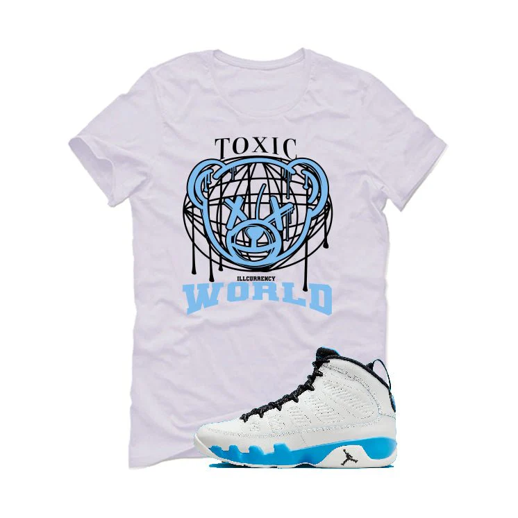 Air Jordan 9 “Powder Blue” | illcurrency White T-Shirt (Toxic World) - Image 2