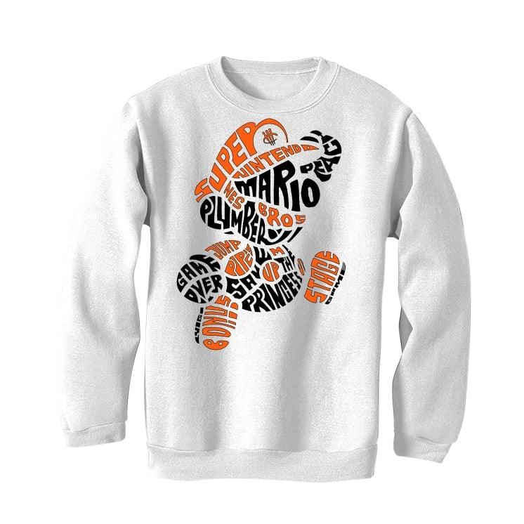 Air Jordan RETRO 1 (Orange black) 2019 White T-Shirt (Mario bro’s ) - Image 3