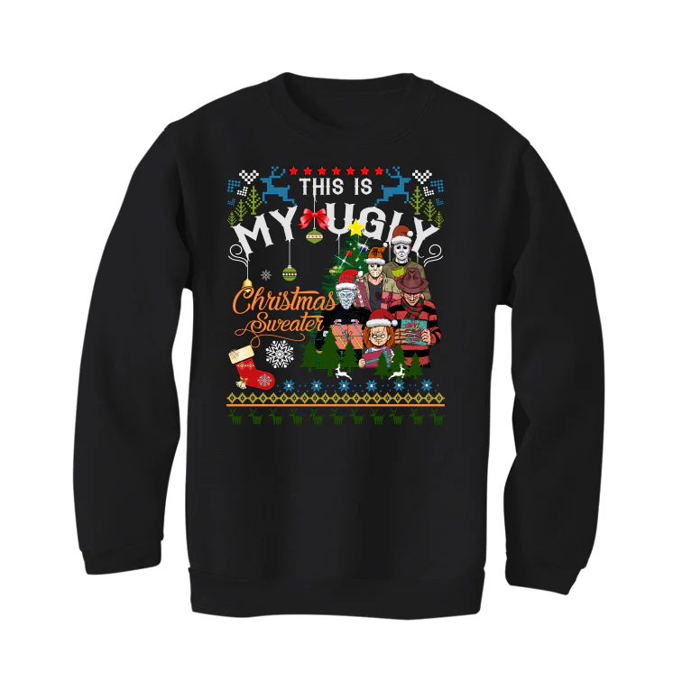 CHRISTMAS UGLY SWEATERS Black T-Shirt (This My Ugly Christmas Sweater) - Image 4
