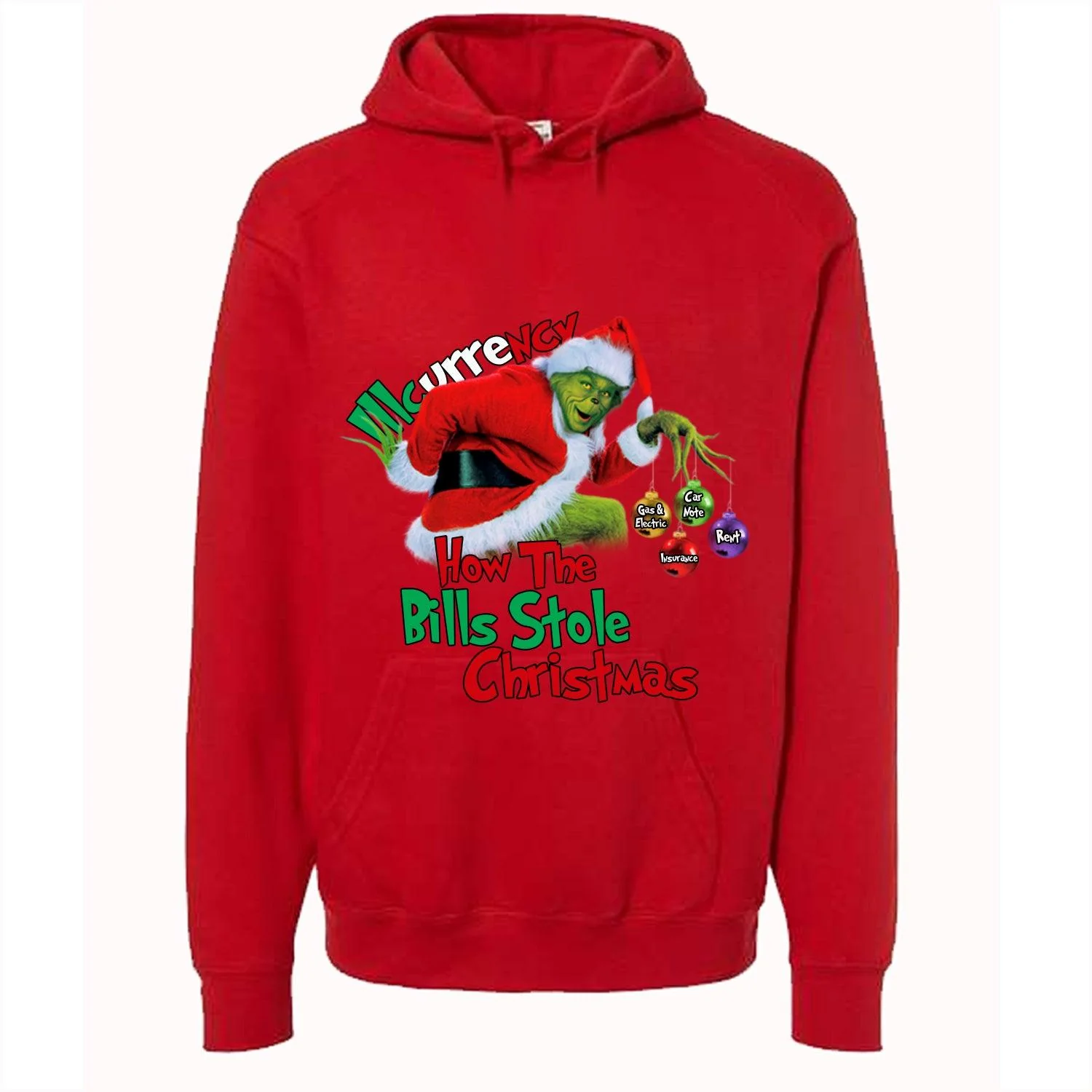 CHRISTMAS UGLY SWEATERS Red T-Shirt (How the bills stole christmas) - Image 3