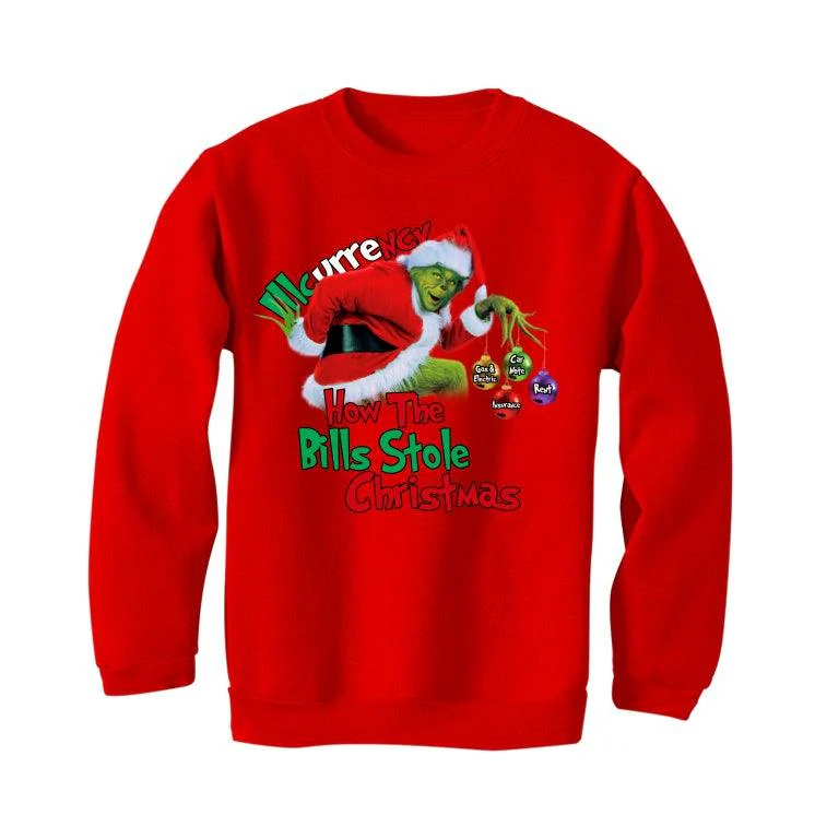 CHRISTMAS UGLY SWEATERS Red T-Shirt (How the bills stole christmas) - Image 4