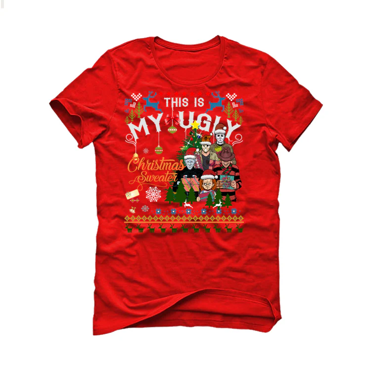 CHRISTMAS UGLY SWEATERS Red T-Shirt (This My Ugly Christmas Sweater) - Image 2