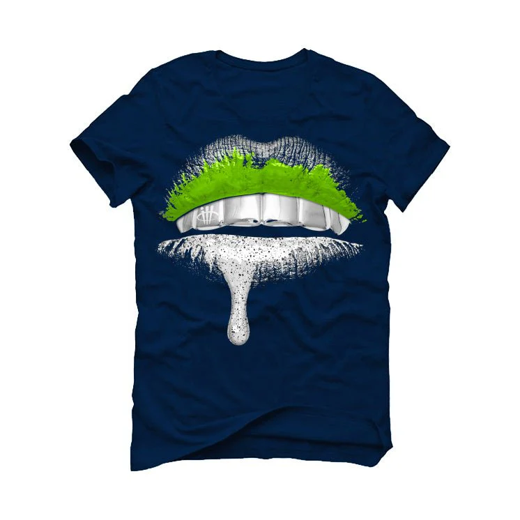 Hugo Covarrubias Molina’s Air Jordan 3 “Doernbecher”| ILLCURRENCY Navy Blue T-Shirt (Lips) - Image 2