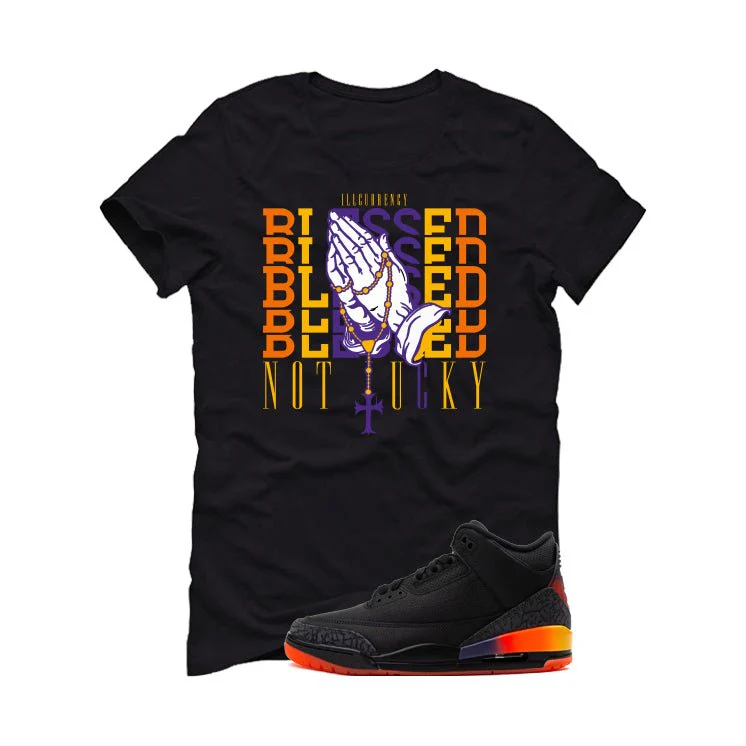 J Balvin x Air Jordan 3 Rio Black T-Shirt (Blessed not lucky) - Image 2