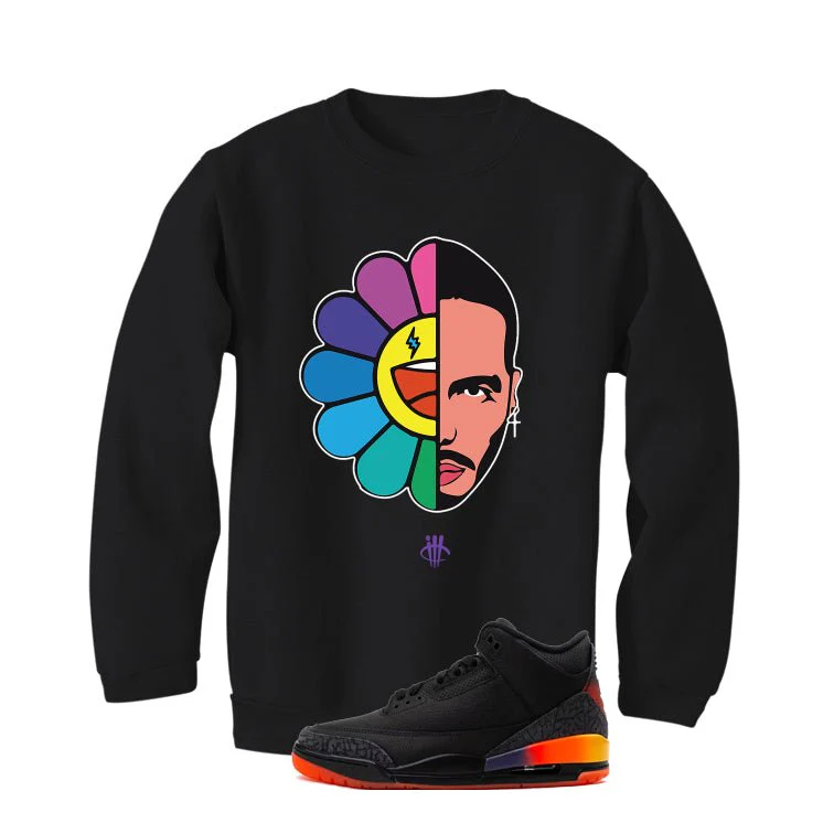 J Balvin x Air Jordan 3 Rio Black T-Shirt (J Balvin Flower) - Image 4