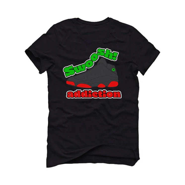 Jordan 13 Playoffs - Black T-Shirt (swoosh addiction) - Image 2