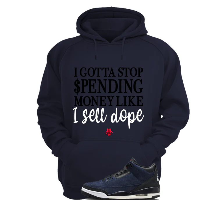 Levi’s x Air Jordan 3 Rigid Matching T-Shirt, Sweatshirts & Hoodies Navy Blue T-Shirt (Gotta Stop Spending Money)| illcurrency - Image 3