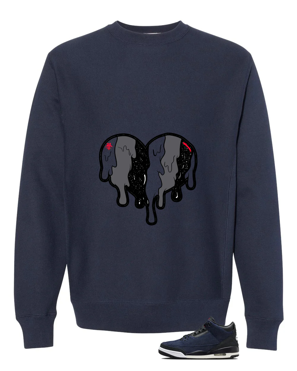 Levi’s x Air Jordan 3 Rigid Matching T-Shirt, Sweatshirts & Hoodies Navy Blue T-Shirt (Heart)| illcurrency - Image 3