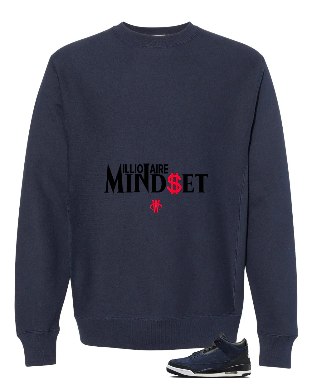 Levi’s x Air Jordan 3 Rigid Matching T-Shirt, Sweatshirts & Hoodies Navy Blue T-Shirt (Millionaire Mindset)| illcurrency - Image 3