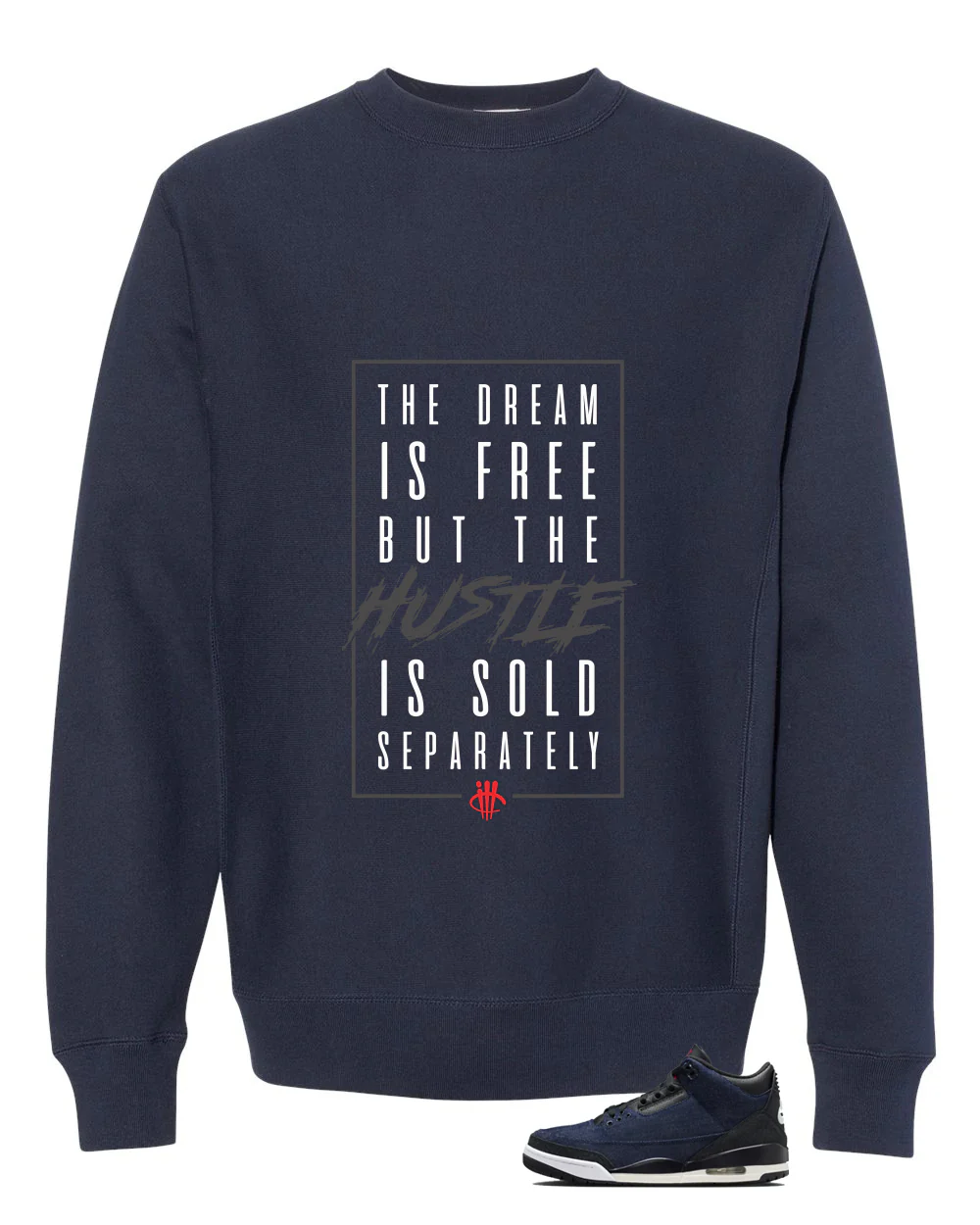 Levi’s x Air Jordan 3 Rigid Matching T-Shirt, Sweatshirts & Hoodies Navy Blue T-Shirt (The Dream Is Free)| illcurrency - Image 4